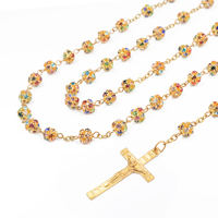 Collier Chapelet Catholique de Haute Qualité avec Diamants, Perles en Cuivre et Strass, Centre Pièce Calice Doré, Bijoux Chapelet Catholique