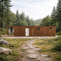 Structure en acier durable, maison modulaire préfabriquée à 2 chambres, conteneur d'expédition modifié avec revêtement en bois