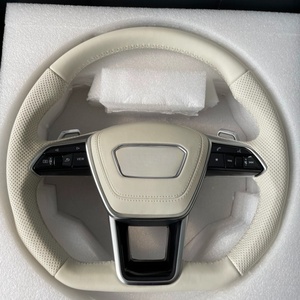 Volant Personnalisé en Cuir Véritable Blanc pour <span class=keywords><strong>Audi</strong></span> A5 A6 C6 C7 A7 R8 RS RS3 RS4 RS5 Q3 Q5 Q7 TT A3 A4 B8 S3 S4 S5 B9 RS6 RS7 - Product Image 5