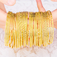 Dainty 2mm mince Simple or Dubaï 24k Bracelets femmes indiennes mode bijoux empilables Bracelets Bracelet