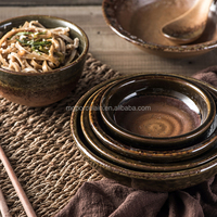 Service de table en porcelaine émaillée MG VILLAGE Japandi à motif végétal avec ustensiles pour servir des sushis et des sashimis