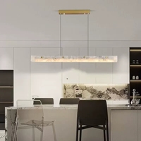 Lustre linéaire de luxe à LED, minimaliste, en marbre veiné naturel, pour îlot de cuisine, salle à manger