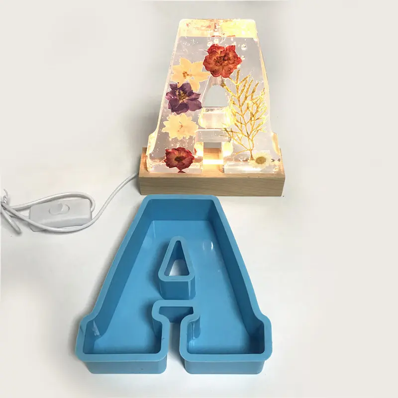 Caliente de gran tamaño 26 letras en inglés creativo conjunto de vacaciones Decoración de mesa silicona cristal epoxi molde resina moldes de silicona