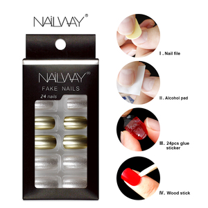 <span class=keywords><strong>Uñas</strong></span> postizas cuadradas metálicas, 24 unidades, cromadas, acrílicas, <span class=keywords><strong>doradas</strong></span> y plateadas, gran oferta - Product Image 5