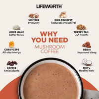 LIFEWORTH Marque Privée – Sachets de Café Instantané à Base de Champignons Crinière de Lion pour la Concentration, l'Énergie et le Soutien Immunitaire