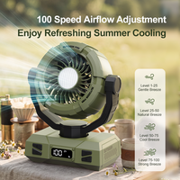 Ventilateur de camping Y7 10000mAh rechargeable par USB, autonomie de 26h, 100 vitesses, télécommande, ventilateur 3-en-1 + lumière + batterie externe, silencieux 30-34dB