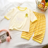 Ensemble de vêtements d'été pour enfants, pur coton, anti-humidité, motifs de dessins animés d'animaux, rayures, pyjamas unisexes pour bébés, Air