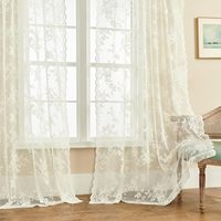Rideaux transparents en dentelle ivoire florale victorienne élégante 96 pouces de long 2 panneaux pour salon chambre à coucher décor de ferme