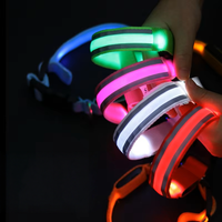 Accessoires pour Animaux Gros Ajustable LED USB Rechargeable Lumineux Nylon Réfléchissant Luxe Chat Chien Collier