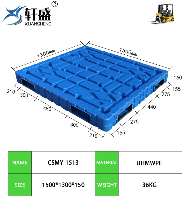 NEXARA kustom cetak Logo 1513 1500*1300*150mm satu bagian cetak tiup Eropa palet plastik untuk transportasi