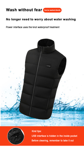 Sports d'extérieur d'hiver Motocyclisme Ski <span class=keywords><strong>Chasse</strong></span> Style décontracté <span class=keywords><strong>Gilet</strong></span> <span class=keywords><strong>chauffant</strong></span> Lavable sans capuche Gilets chauffants pour hommes femmes - Product Image 5