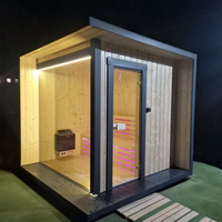 Sauna extérieur en cèdre rouge massif, très demandé, avec véranda, vue panoramique en verre pour 6 personnes, chauffage électrique, idéal pour le jardin, respectueux de l'environnement