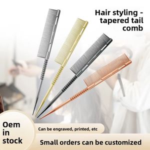 Peine Profesional de Alta Calidad con Punta Dorada de Metal, Acero Inoxidable Iónico, para Cortar el Cabello, con Logotipo Personalizado, <span class=keywords><strong>Resistente</strong></span> <span class=keywords><strong>al</strong></span> Calor, para Barbería - Product Image 3