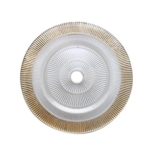 Platos de cena de boda para eventos, de lujo, de vidrio transparente dorado - Product Image 1