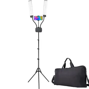 Doppelkäfiglampe für Wimpern Tattoo Schönheit tragbares Füllanlage-Lichter für Fotografie LED-Lichter mit Stativ Ringlichter