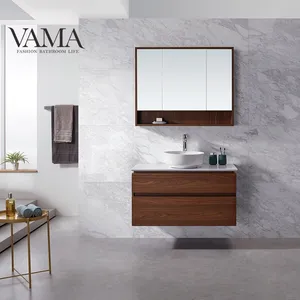 VAMA 40 inç yeni tasarım İtalyan modeli tek melamin ahşap banyo makyaj dolabı 772040