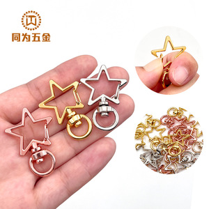 Llavero de Estrella de Aleación de Zinc, Plateado, Dorado, Oro Rosa, Accesorios de Moda para Llaves - Product Image 2