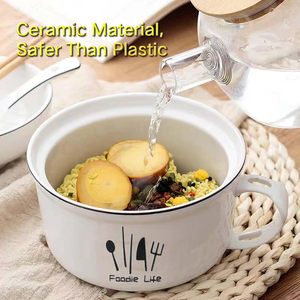 Bols à soupe 34.5oz avec poignées et cuillères, bol à ramen en céramique avec couvercle, grandes tasses à soupe pour nouilles instantanées, grands bols à céréales - Product Image 3