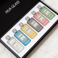 Flacon de parfum vide rectangulaire transparent 30ml 50ml 100ml avec rayures personnalisées, couvercle blanc unique, en verre, avec boîte cadeau