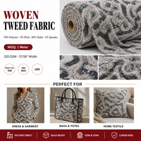 Tissu en tweed tissé 320 GSM 70% polyester 26% nylon 3% laine, fil teint à la paillette, OEM ODM, vente en gros