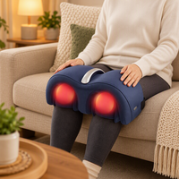 Masseur de genou sans fil bleu marine avec compression d'air, vibration, double chaleur et 4 modes de massage pour la relaxation quotidienne des genoux