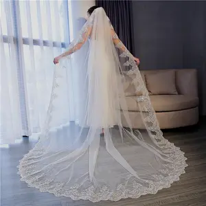 LUOXIN — Long voile en dentelle pour robe de mariée, vêtement nouveau Style