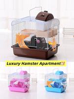 Vente directe d'usine luxe Double Villa Hamster Cage motif solide petite souris de jardin fournitures jouets boîte emballée en plastique