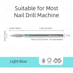 HYTOOS elmas kesim Pro tırnak matkap uçları krom alev rus manikür Bit elektrikli tırnak matkap için ölü cilt temizleyici tırnak hazırlık aracı - Product Image 3