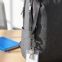 Cordon en polyester pour porte-badge d'identification avec boucle de sécurité, sangle de cou, porte-clés, anneau porte-clés, noir, logo personnalisé, durable, portable, vente en gros