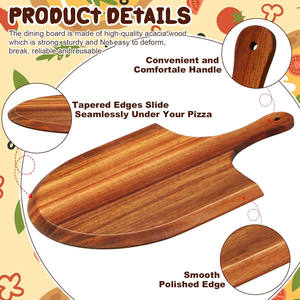 Madera de Acacia <span class=keywords><strong>Pizza</strong></span> Peel Cheese Serving Tray 12 pulgadas Espátula de madera Paleta de madera <span class=keywords><strong>Pizza</strong></span> Paddle con asas - Product Image 4