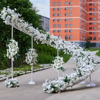 Arche florale spirale blanche de luxe, grande, avec chemin de fleurs artificielles, support de toile de fond pour mariage, décoration de cérémonie de mariage de créateur