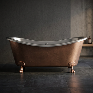 Baignoire autoportante ovale en cuivre antique CH-799 de India Home Crafts pour usage domestique et hôtelier - Artisanat indien - Product Image 3