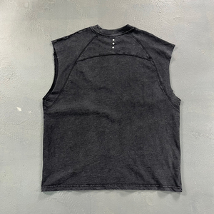 Gilet pour homme en jersey 100% coton, style décontracté vintage, 275 g/m², manches amples, lavé et usé, manches à bords effilochés, tendance - Product Image 5