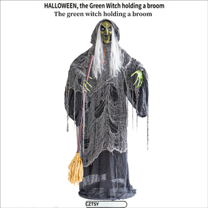 Décoration d'Halloween animée avec capteur de mouvement, sorcière avec lumière LED et son, accessoire effrayant pour <span class=keywords><strong>maison</strong></span> <span class=keywords><strong>hantée</strong></span> - Product Image 3