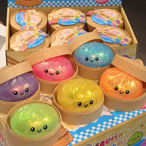 Jouet anti-stress en forme de boulette de riz mignon, à paillettes, texture douce et moelleuse, à récupération lente, idéal pour le jeu sensoriel - Vente chaude - Product Image 1