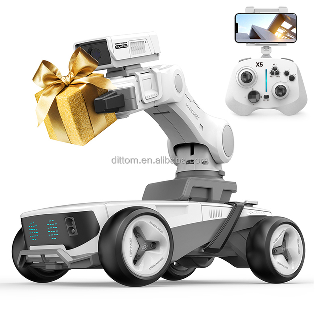 2.4G RC Mechanical Arm Robot Programmed Intelligent Grab Cart Transport Car With Camera