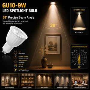 Spot LED GU10 9W AC100-265V 900LM 100LM/W Angle de faisceau de 60 degrés CRI80 2700K/3500K/4100K/6000K 15000H Downlight encastré - Product Image 6