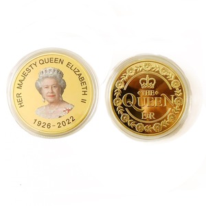 Pièces commémoratives en métal doré de la reine Elizabeth II Relief tridimensionnel avec sport imprimé UV et logo Cadeau d'artisanat en métal - Product Image 2
