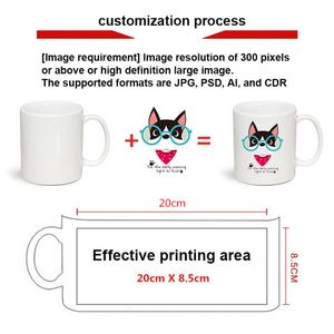 Mug en céramique blanche de 11 oz pour sublimation, vente en gros d'usine, haute qualité, personnalisable avec logo sur mesure - Product Image 2