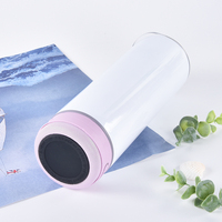 Bouteille isotherme publicitaire portable en acier inoxydable 304 de 20 oz avec haut-parleur Bluetooth intégré et logo, idéale pour la sublimation