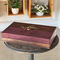 Coffret Cadeau Diffuseur d'Arômes en Velours Violet, Coffret Organisateur de Bâtonnets d'Encens en Bois de Luxe, Boîte d'Emballage pour Huiles Parfumées