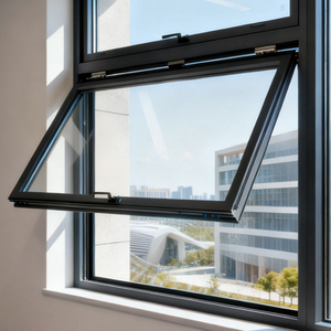 Fenêtres à profil bas en aluminium biseauté avec verre <span class=keywords><strong>anthracite</strong></span>, à ouverture par le haut, pour façades de bâtiments modernes - Product Image 1