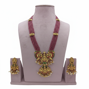High Quality Traditional South Indian Ethnic Brass Bridal <b>Set</b> Zircon Flower Design Rose Gold Plated Third Party Certified - Product Image 2