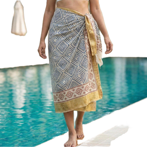 House Ananya Natural Nonwoven Vintage Boho Cotton <b>Beach</b> Sarong <b>Wrap</b> Skirt Women Handmade Cover-Up Lightweight Mini A-Line - Product Image 4