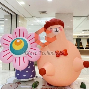 Encantador inflable rojo Panda zorro mapache mascota <span class=keywords><strong>de</strong></span> dibujos animados mapache inflable sosteniendo <span class=keywords><strong>Apple</strong></span> globo inflable Animal personalizado - Product Image 3