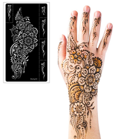 Pâte de henné couleur du corps peinture main dos doigt tatouage autocollant maille creux modèle henné peinture tatouage