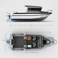 Nouveau Design 6.85m 22,5 pieds moteur hors-bord en alliage d'aluminium soudé bateau de pêche Yacht