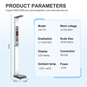 Balance médicale personnelle LEKA HW-701, mesure de la taille et de l'IMC, affichage LED/LCD, construction en acier, capacité 300 kg, précision 0,1 kg - Product Image 4