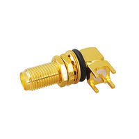 Conector SMA Hembra de Fábrica, Ángulo Recto de 90 Grados, Adaptador de Conector RF con Brida para Panel PCB, Conectores Coaxiales