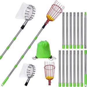 Outils de <span class=keywords><strong>cueillette</strong></span> de fruits Qingle outil de jardin cueilleur de fruits avec poteau télescopique en acier inoxydable fendu pour poteau de rouleau de peinture - Product Image 1